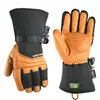 Mens Insulated Winter Work Gloves with Cuff Warm Driving Gloves Cowhide  Leather Kirchberg Brand