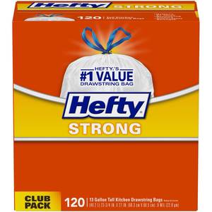 Hefty Steelsak Heavy Duty Large Trash Bags, Gray, Unscented, 39