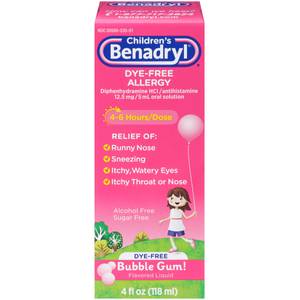Benadryl 4 oz Children's Allergy Bubble Gum Flavor