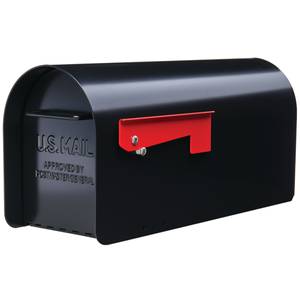 Post Mount Mailbox Large Size Ribbed Body Galvanized Steel Black Front Access