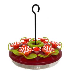 North States Hanging Tray Hummingbird Feeder, 16 oz, Large Flower-Shaped Ports with Perches