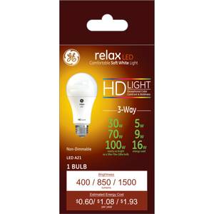 GE 3-Way 5/9/16-Watt Relax LED Soft White A21 HD Light Bulb