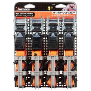 Keeper 15'x1" 4-Pack Ratchet Tie-Down with S Hooks