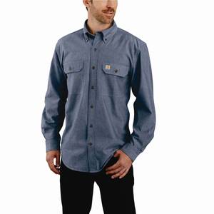 Twill Denim Chambray Short Sleeve Shirt Men's Top.