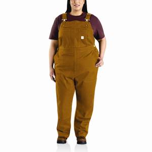 Carhartt Women's Rugged Flex Loose Fit Canvas Bib Overalls - 106001-BRN-XS