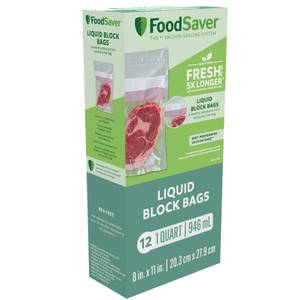 FoodSaver 1-Quart Liquid Block Heat-Seal Bags, Clear