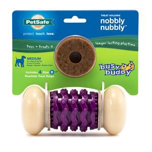 PetSafe Busy Buddy Bristle Bone - Treat-Holding Toy for Dogs - Treat Rings  Included - Treats Thoroughly Mixed During Bake to Prevent Choking 