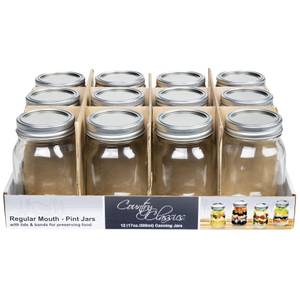 Tebery 12 Pack Ball Mason Jars 16 oz Wide Mouth Mason Jars Canning Glass Jars With Airtight lids and Bands 