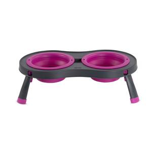 PET ZONE Store-N-Feed Adjustable Elevated Dog & Cat Bowls, 2.95-cup 