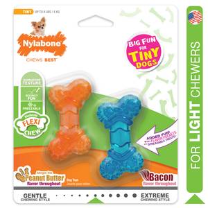 Nylabone Puppy Chew & Dura Chew Peanut Butter Bone Twin Pack Dog Toy, Small