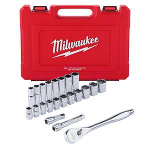 Milwaukee 15Pc. Impact Socket 1/2 Drive SAE Deep Socket Tray