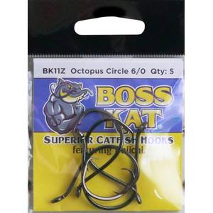 Boss Cat 5-Pack Black Nickel Size 6/0 Octopus Circle Hook - BK11Z-6/0
