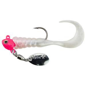 Johnson 1/16 oz Crappie Buster Spin'R Grub Pink Head Pearl White Body -  1342589