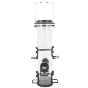Perky-Pet Black 2-in-1 XL Tube Feeder, 4 lb, Swivel Ports for Seed or Nyjer