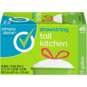 Simply Done - Simply Done, Drawstring Tall Kitchen Bags, Clear (13
