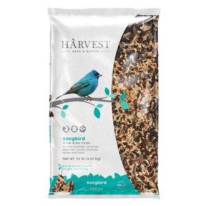 Harvest Seed & Supply Songbird Mix Bird Seed, 10 lb, Black Oil Sunflower, Millet, Milo, Safflower, Sunflower, Peanuts