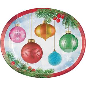 Artstyle Oval Paper Plate Bundle, Dazzling Winter Snowflakes Assortment,  200-count
