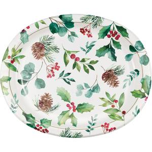 Artstyle Oval Paper Plate Bundle, Dazzling Winter Snowflakes Assortment,  200-count