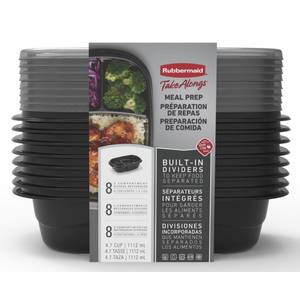 3 Rubbermaid TakeAlongs Meal Prep Storage Containers Black Clear Lid Diet  Lunch