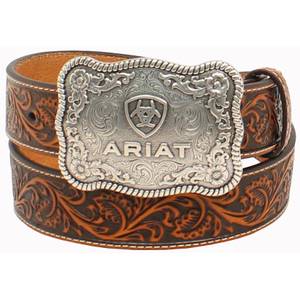 ARIAT Mens Embossed Belt wtih Ariat Buckle