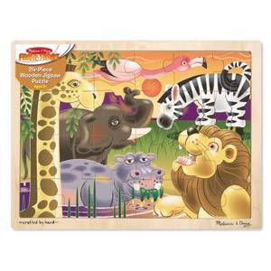 Melissa & Doug 24-Piece African Plains Safari Wooden Jigsaw Puzzle With Storage Tray