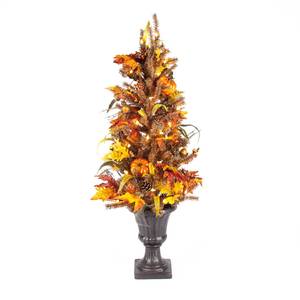 Gerson 46 in. Pre Lit Fall Porch Tree With Pumpkin Pinecones and Berries