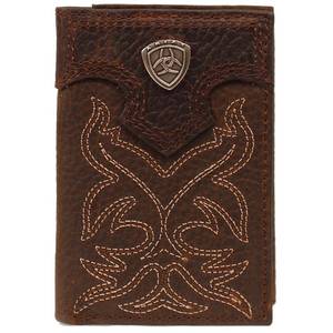 ARIAT Mens TriFold Boot Stitched Wallet