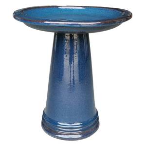 Southern Patio Deep Sea Blue Sariah Bird Bath for Birds to Drink or Clean