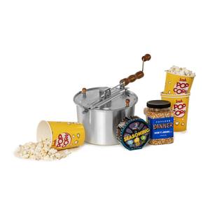 Whirley Pop 6 qt. Copper Plated Stainless Steel Stovetop Popcorn Popper with All-inclusive 5-Pack