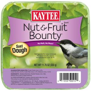 Kaytee Nut and Fruit Bounty Suet Dough, 11.75 oz, No Melt for Year-Round Feeding