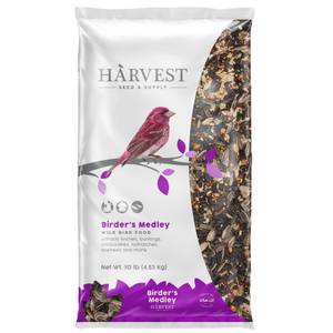 Harvest Seed & Supply Birder's Medley 10 lb Mix of Black Oil Sunflower Seed, Safflower Seed, Sunflower Chips, Peanuts