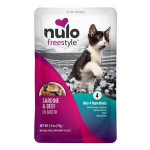 NULO 24-Count, FreeStyle Sardine & Beef in Broth Cat Food Topper, 2.8 oz, Protein-rich