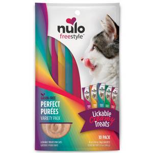 NULO FreeStyle Perfect Purees Variety Pack with Beef, Chicken, Tuna, Salmon & Crab for Cats, 10-Pack