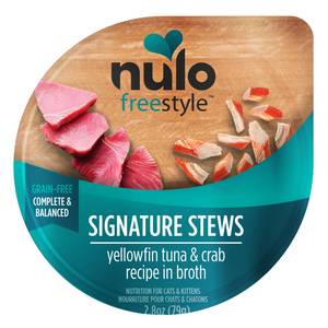 NULO 24-Count FreeStyle Cat & Kitten Yellowfin Tuna & Crab Stew, 2.8 oz, Protein-rich