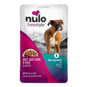 NULO 24-Count FreeStyle Dog Beef in Broth Pouch 2.8 oz, Beef Liver, Kale