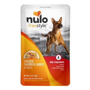 NULO 24-Count FreeStyle Dog Chicken, Salmon, & Carrot in Broth Pouch, 2.8 oz Protein-Rich Topper