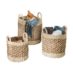 Honey Can Do 3-Piece Tea Stained Nesting Woven Baskets