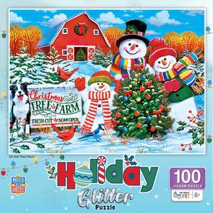 Masterpiece Puzzle 100-Piece Holiday On the Tree Farm Glitter Puzzle