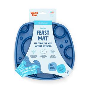 West Paw Seaflex Bubbles Feast Mat Slow Feeder and Lick Mat, Marine Blue