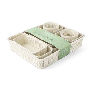 Wrenwood 9-Piece Wheat Straw Baskets - Vanilla