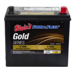 Blain's Farm &amp; Fleet Gold Automotive Battery, Group Size 51R, 450 CCA, 70 RC