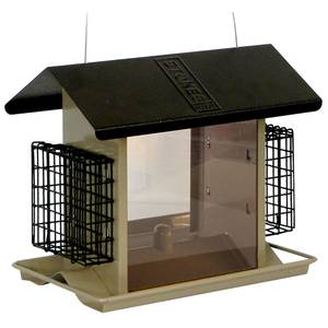 More Birds Large Hopper Bird Feeder, 8.4 lb Seed Capacity, with 2 Suet Holders