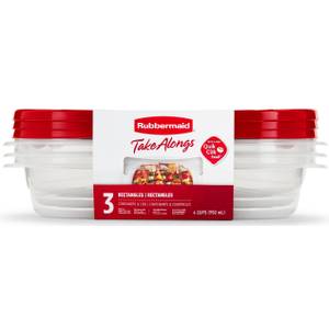 Rubbermaid TakeAlongs Large Rectangular Food Storage Containers, 1 Gallon,  Tint