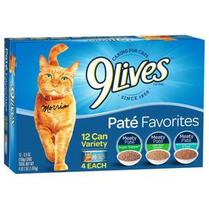 9 Lives Pate Favorites Cat Food Variety Pack, 5.5 oz, 100% Complete Nutrition