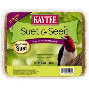 Kaytee Suet & Seed High Energy Cake, 3.5 lb, High-Quality Beef Tallow for Bird Energy