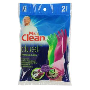 Mr Clean 243030 Unisex Neoprene Coated Latex Cleaning Gloves Blue/Yellow 1 pk M 