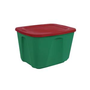 HOMZ Durable 27 Gallon Heavy Duty Holiday Storage Tote, Green/Red