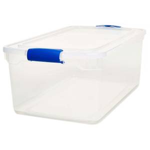 hefty 32 quart hi rise clear storage bin