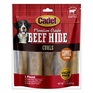 Cadet 1lb Premium Grade Beef Hide Peanut Butter Dog Chew Curls C10043 Blain s Farm Fleet