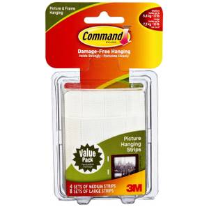 Command Large Picture Hanging Strips, Damage Free Hanging Picture Hangers,  No Tools Wall Hanging Strips for Living Spaces, 120 White Adhesive Strip